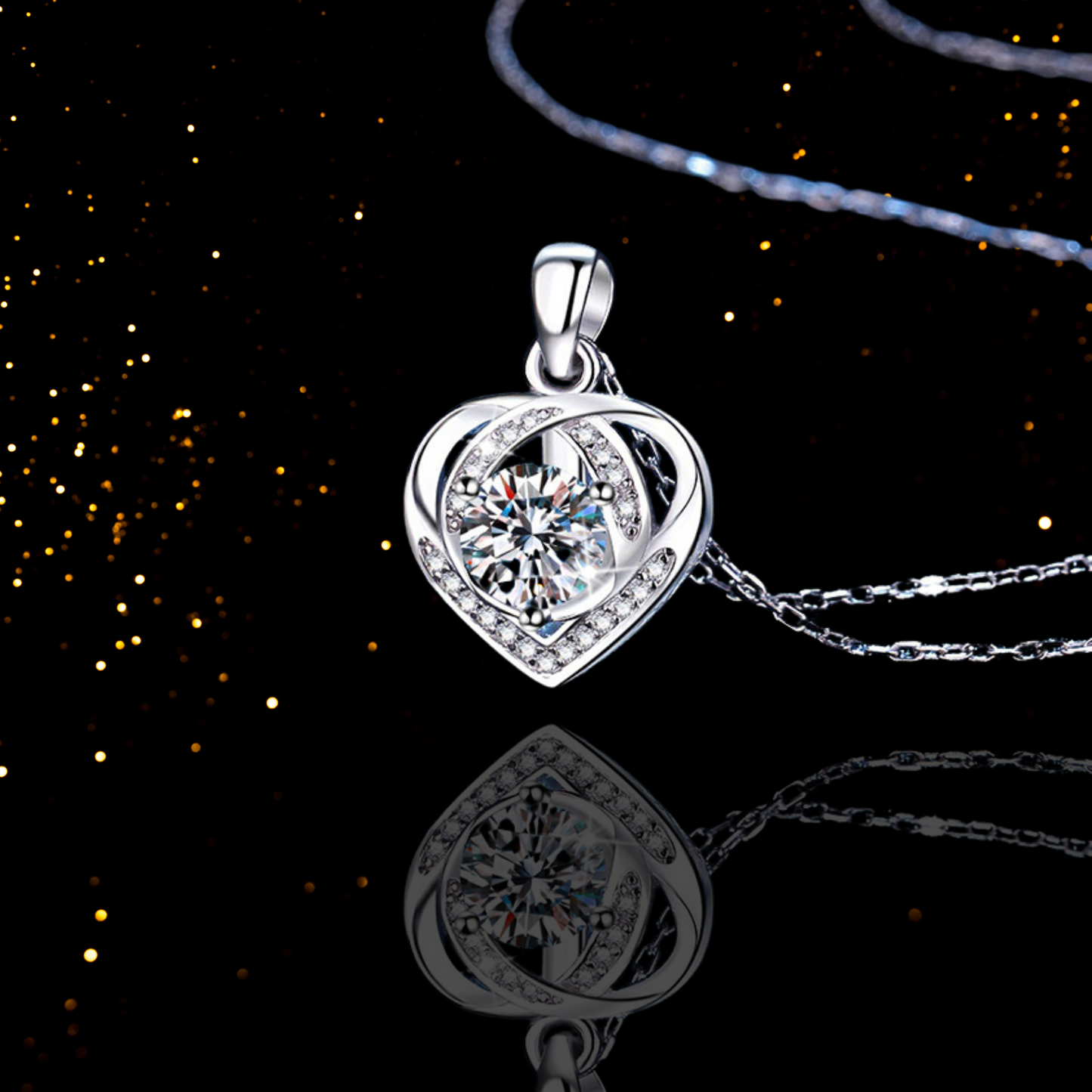 1 Carat Moissanite Heart Necklace for Women
