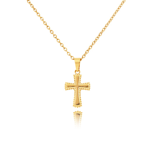 14K Gold-Plated Mini Cross Pendant Necklace for Mother's Day
