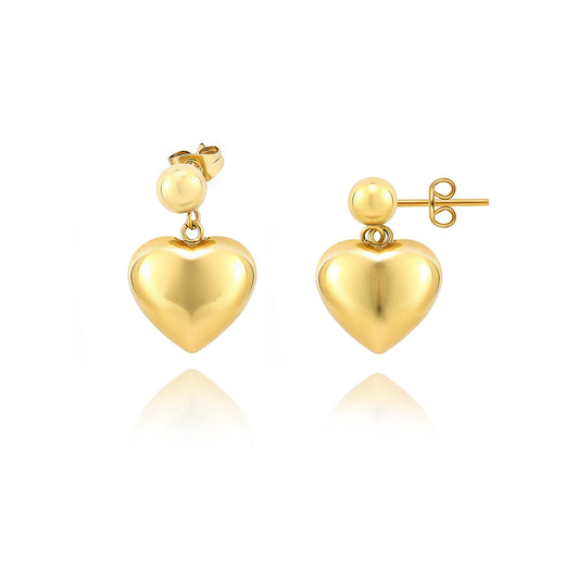 18K Gold Plated  Vintage Love Heart Dangle Earrings