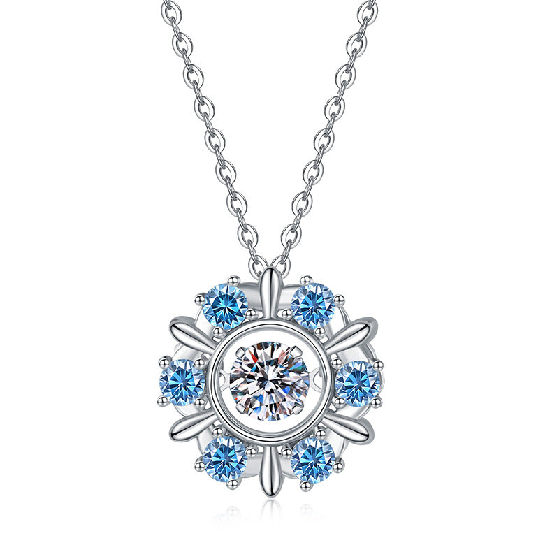 2 Color Moissanite Snowflake Pendant Necklace for Women