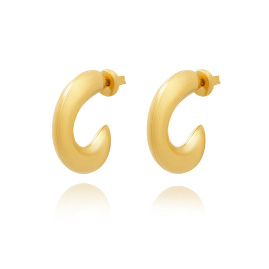18K Gold Plated Chunky Open Hoops Gold Hoop Earrings