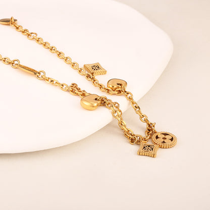18K Gold Plated Vintage-Inspired Multi Charm Bracelet