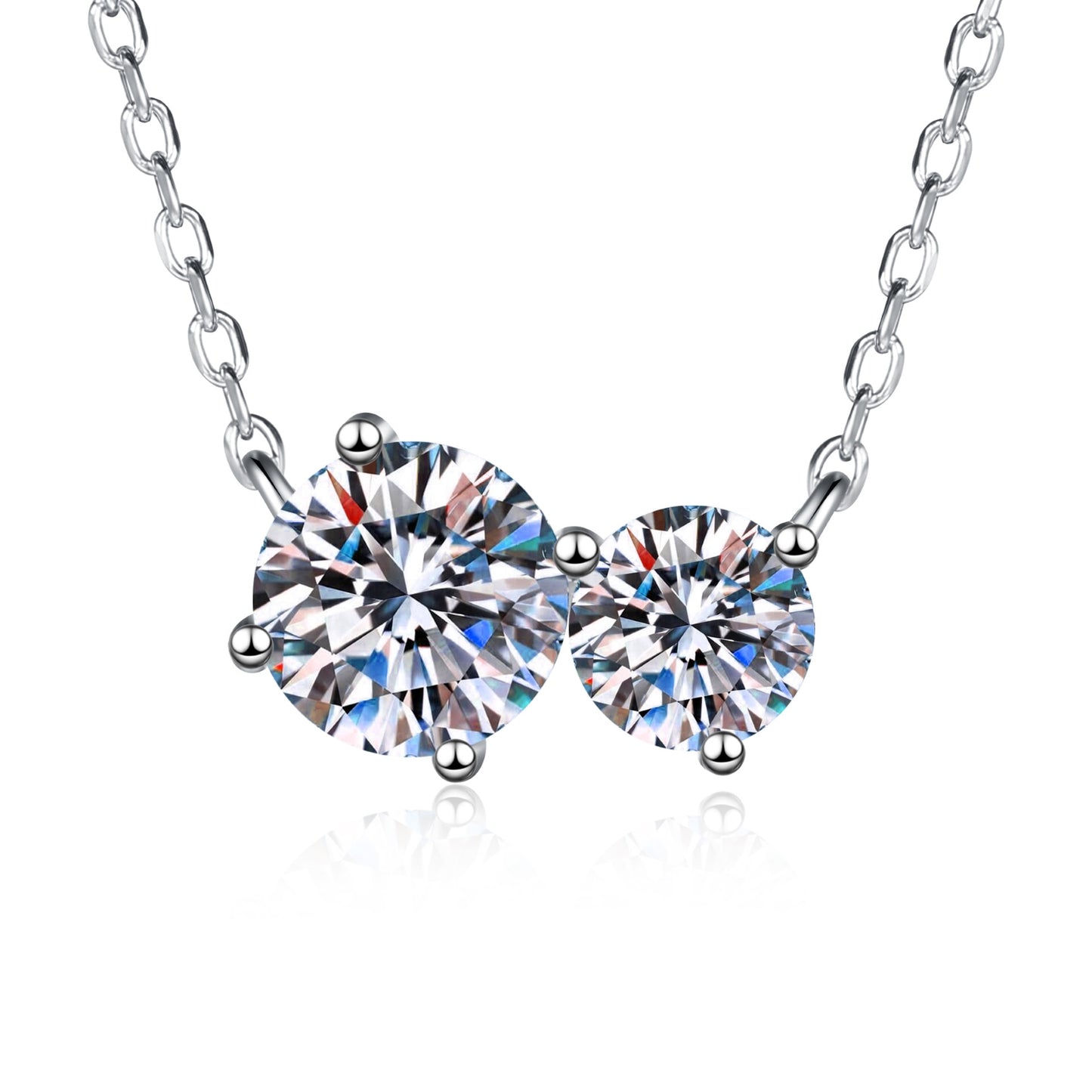 callalove 2-Stone Moissanite Pendant Necklace for Women