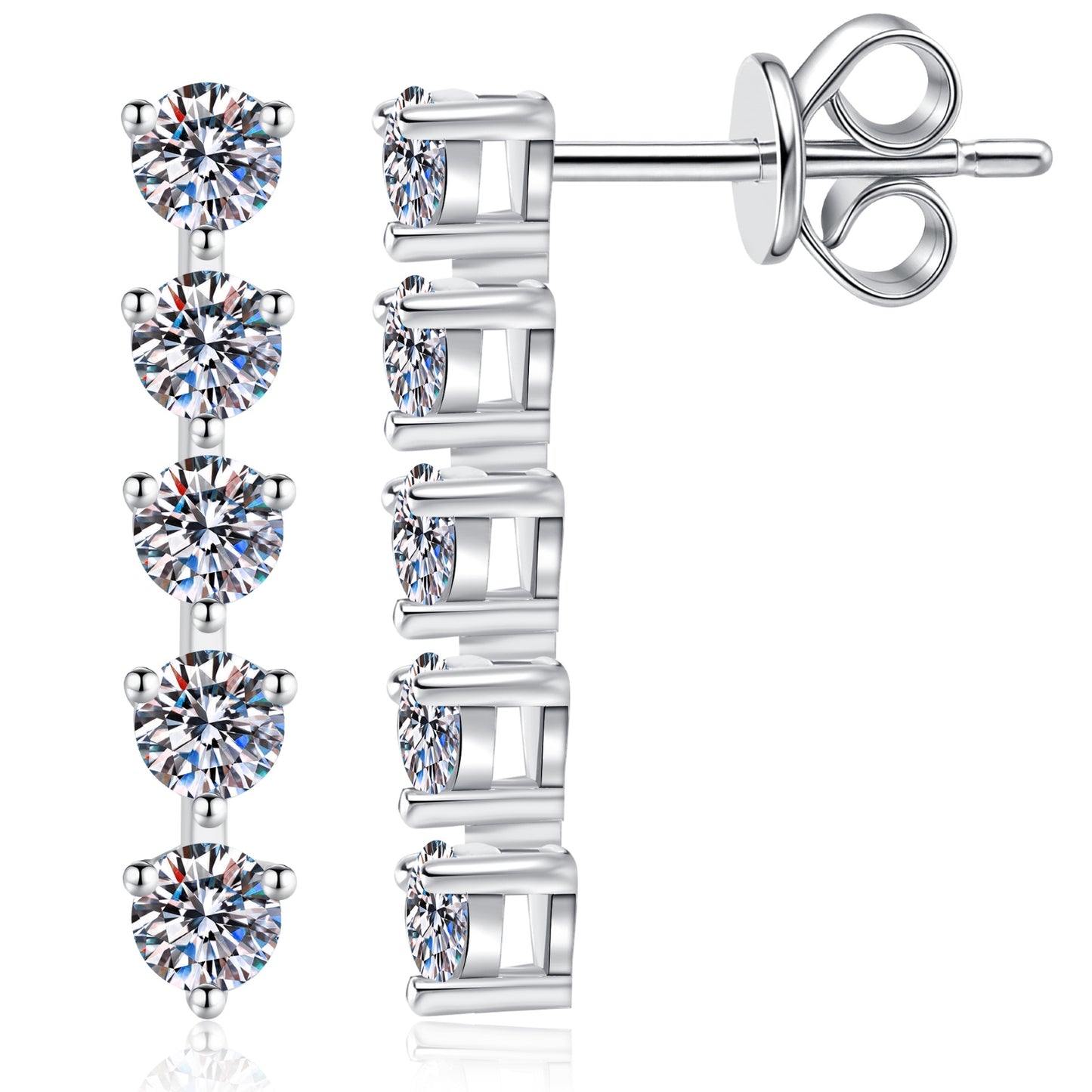 5-Stone Moissanite Stud Earrings for Women
