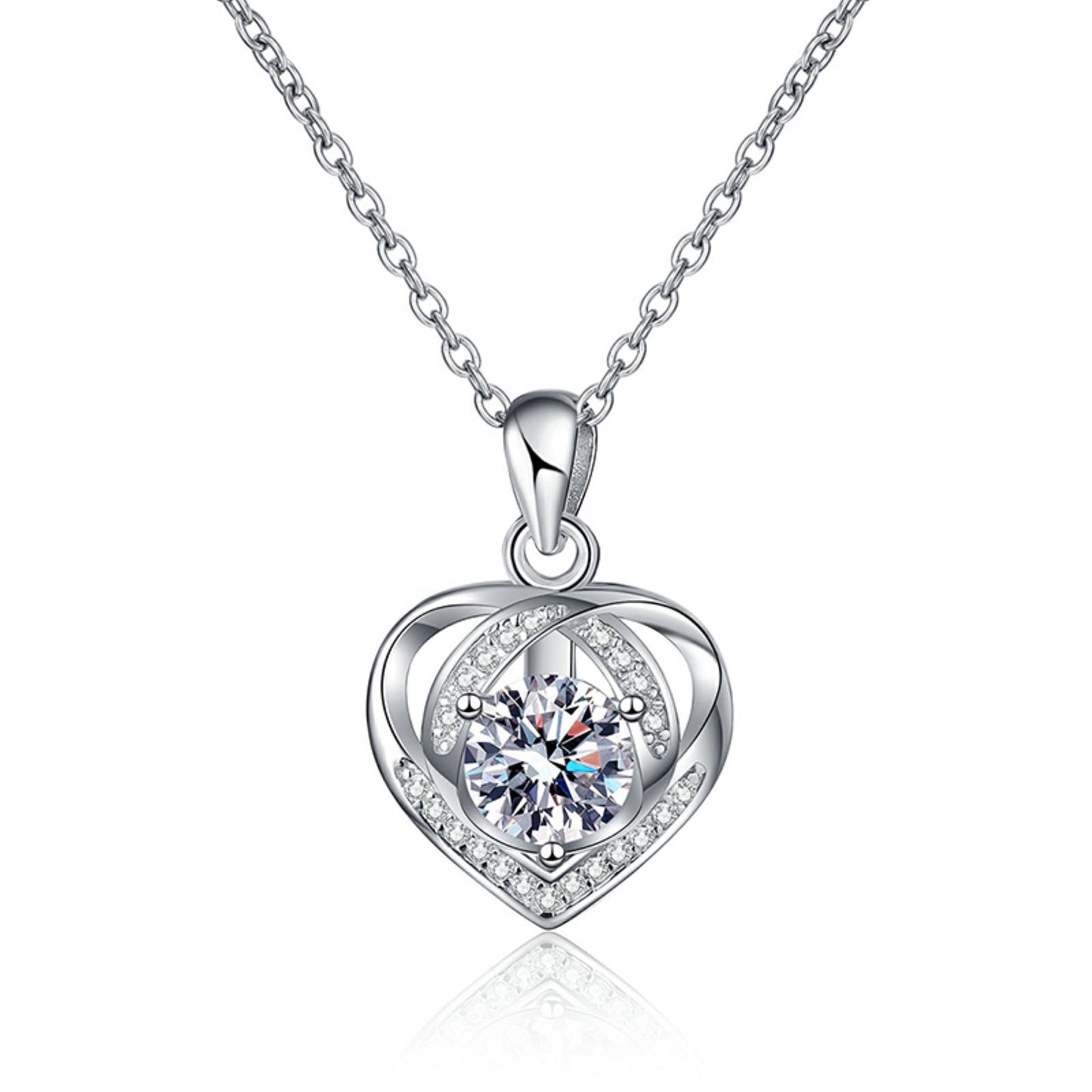 1 Carat Moissanite Heart Necklace for Women