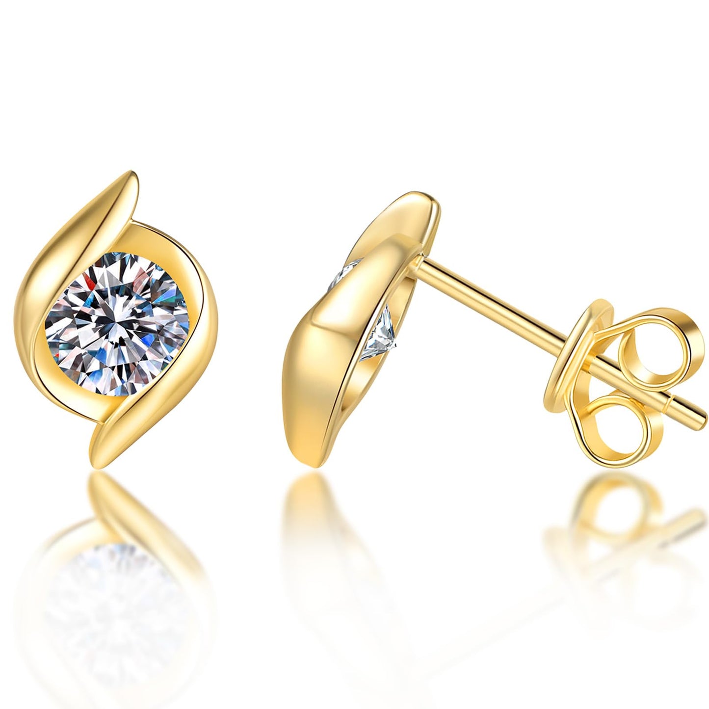 Moissanite Gold Earring Studs for Women