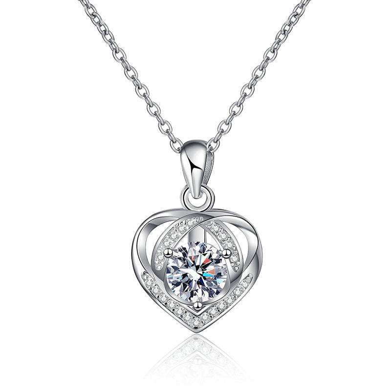 1 Carat Moissanite Heart Necklace for Women