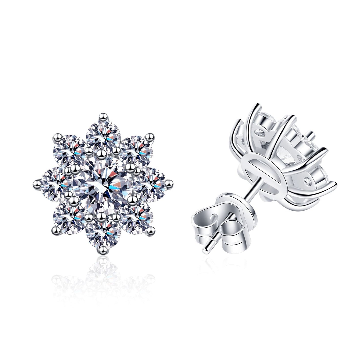 0.5 Carat Sparkling Sunflower Stud Earring - Moissanite Earrings for Women & Men