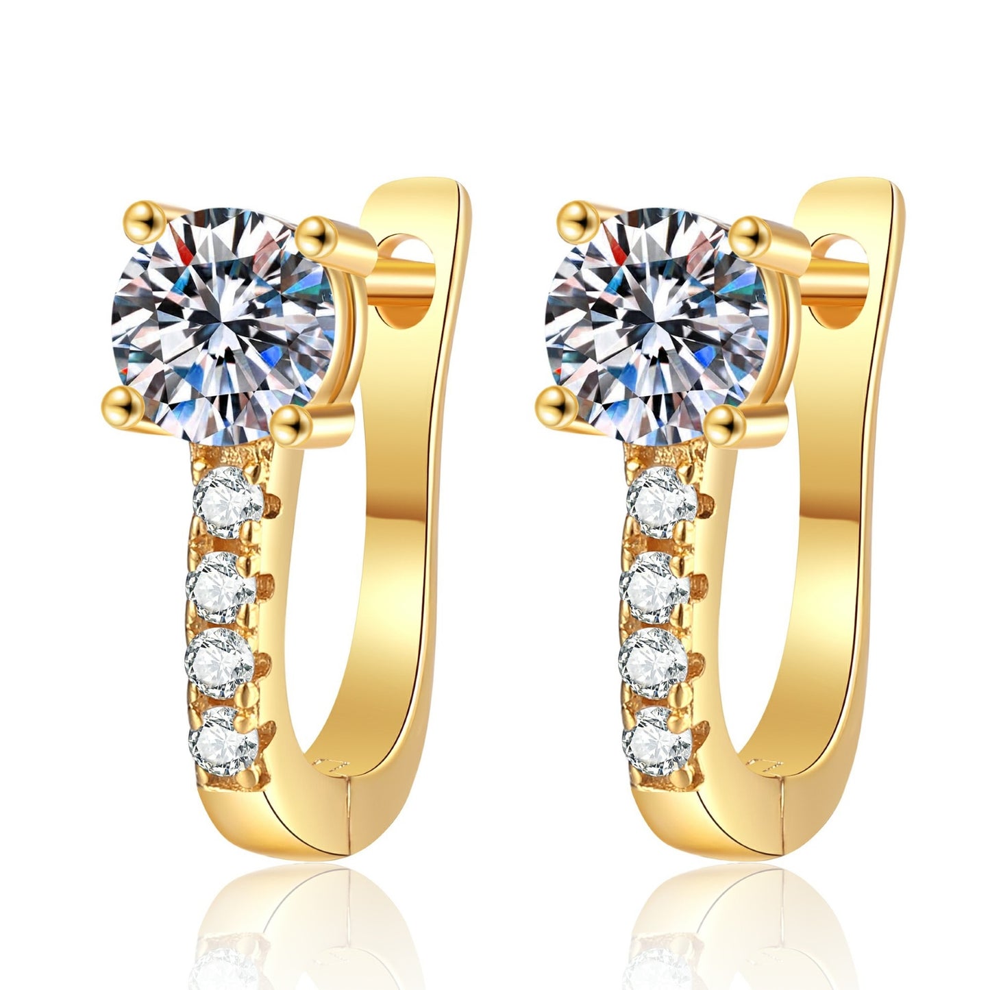 Moissanite Hoop Silver Gold Earring for Women - 0.5 Carat Round Cut Hoop Earrings