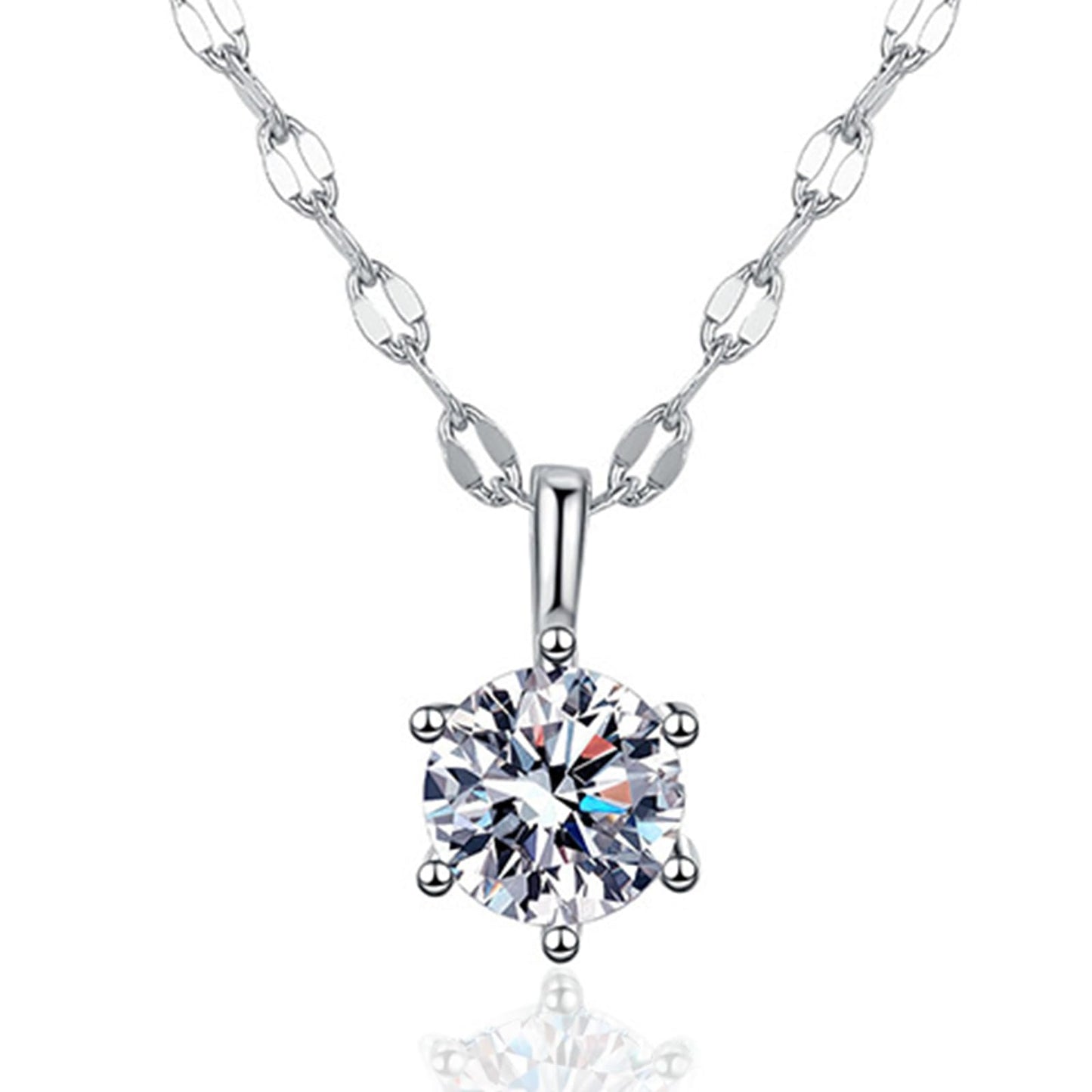 1 Carat Moissanite Pendant for women 925 Sterling Silver Hammered Chain
