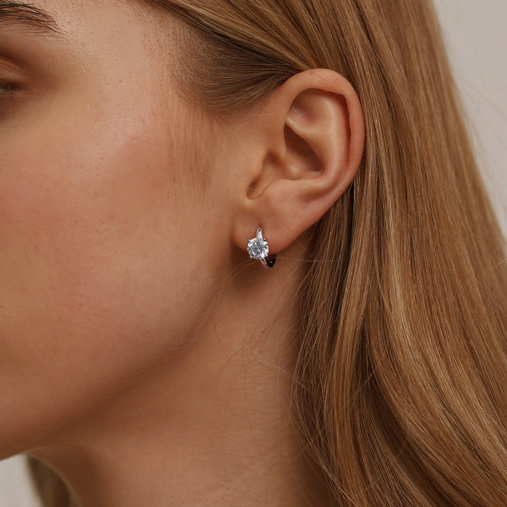 1 Carat D Color Moissanite Hoop Earrings for Women