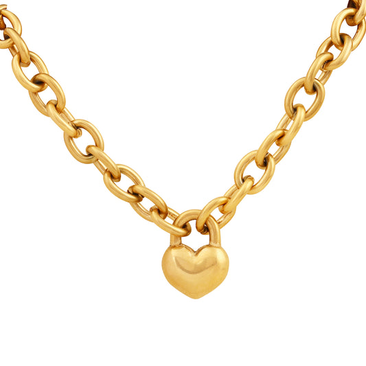 18K Gold Plated Love Heart Chunky Charm Bracelets