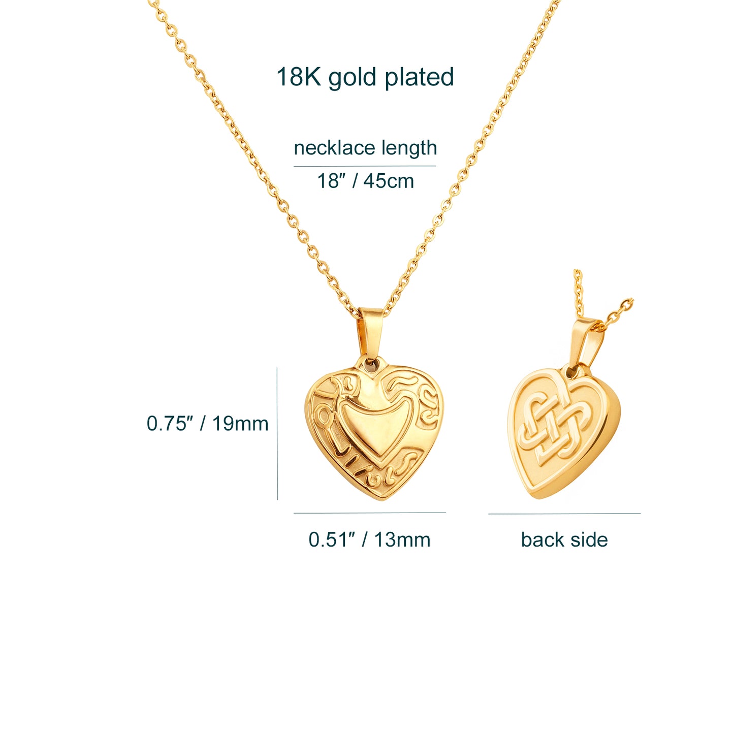 18K Gold-Plated Heart Pendant Necklace