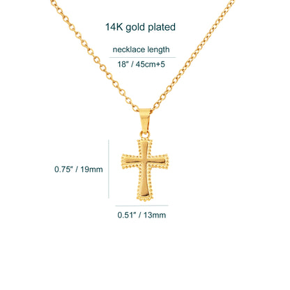 14K Gold-Plated Mini Cross Pendant Necklace