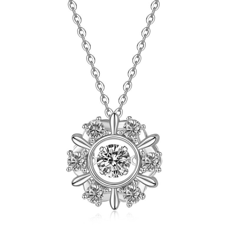 2 Color Moissanite Snowflake Pendant Necklace for Women