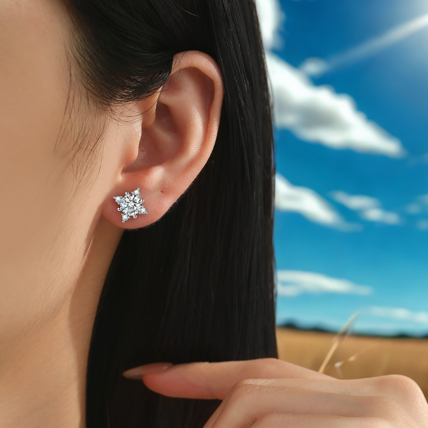 1 Carat Sparkling Star Stud Earrings - Moissanite Earrings for Women & Men