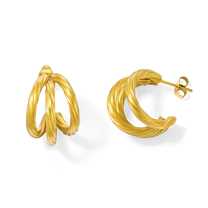 18K Gold Plated Twisted  Lightweight Gold Hoop Earrings