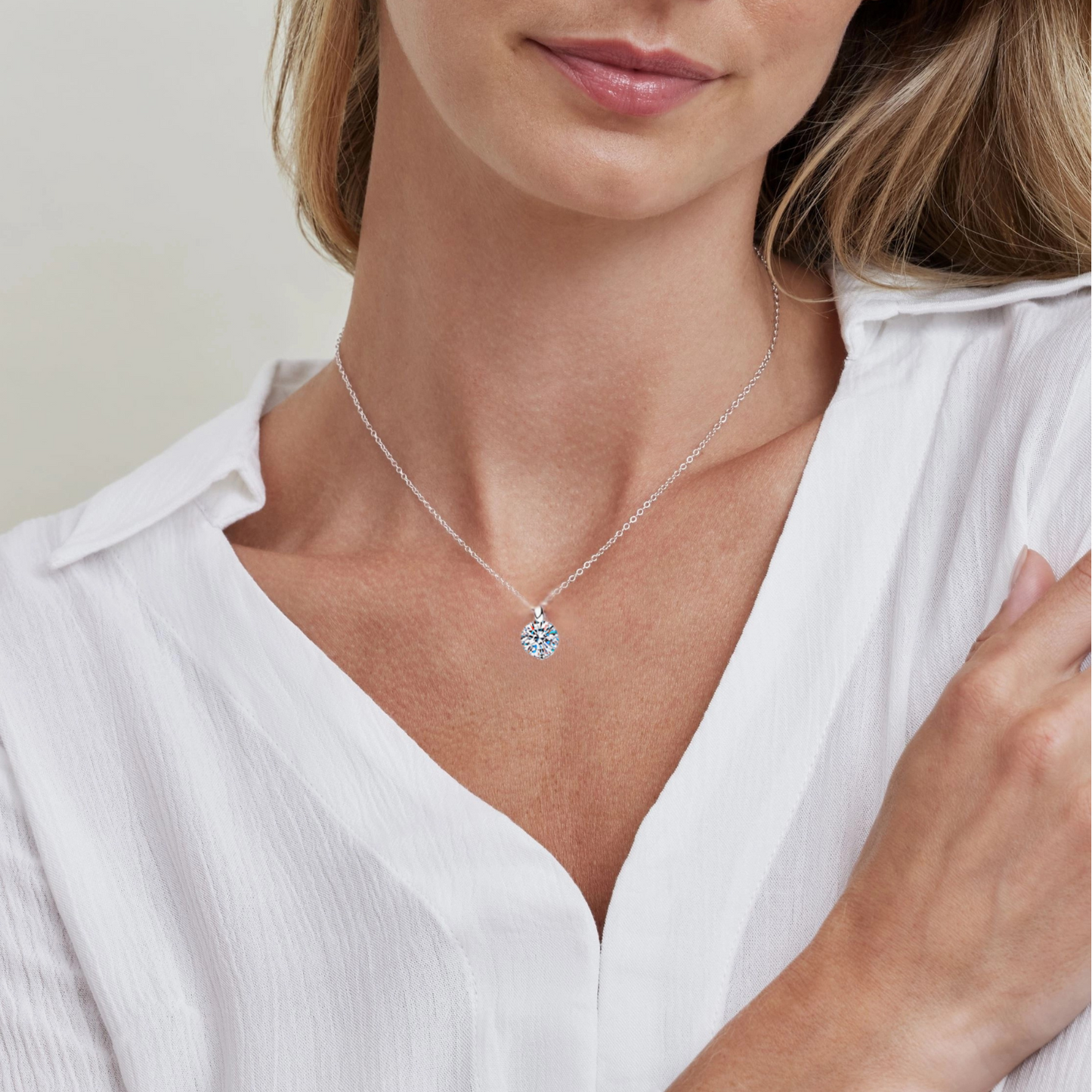 1 Carat Moissanite Solitaire Pendant Necklace for Women
