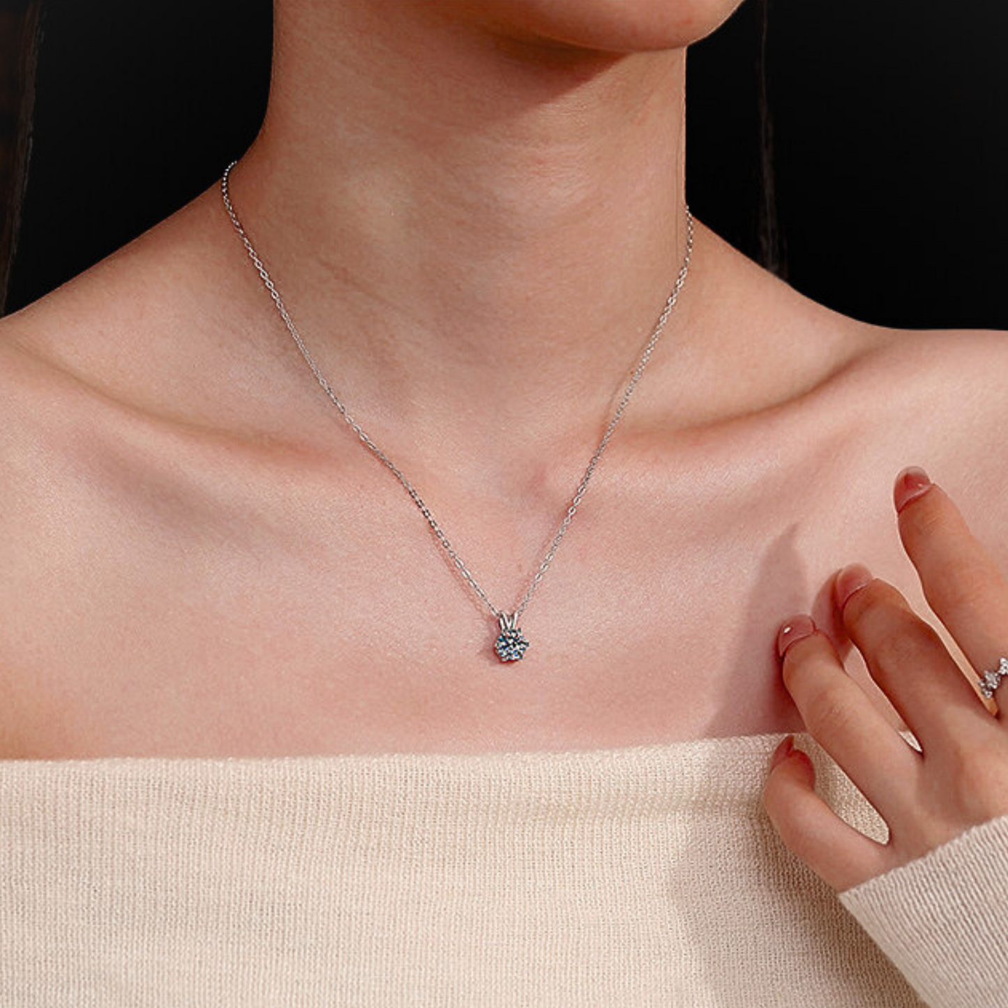 1 Carat Moissanite Pendant Necklace for Women Jewelry Gift