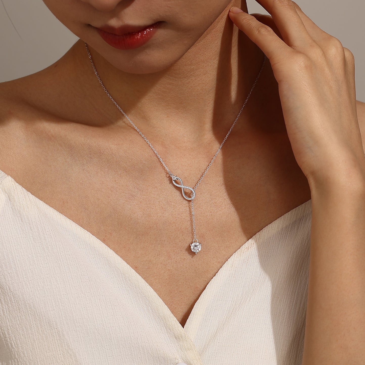Moissanite Infinity Necklace for Women