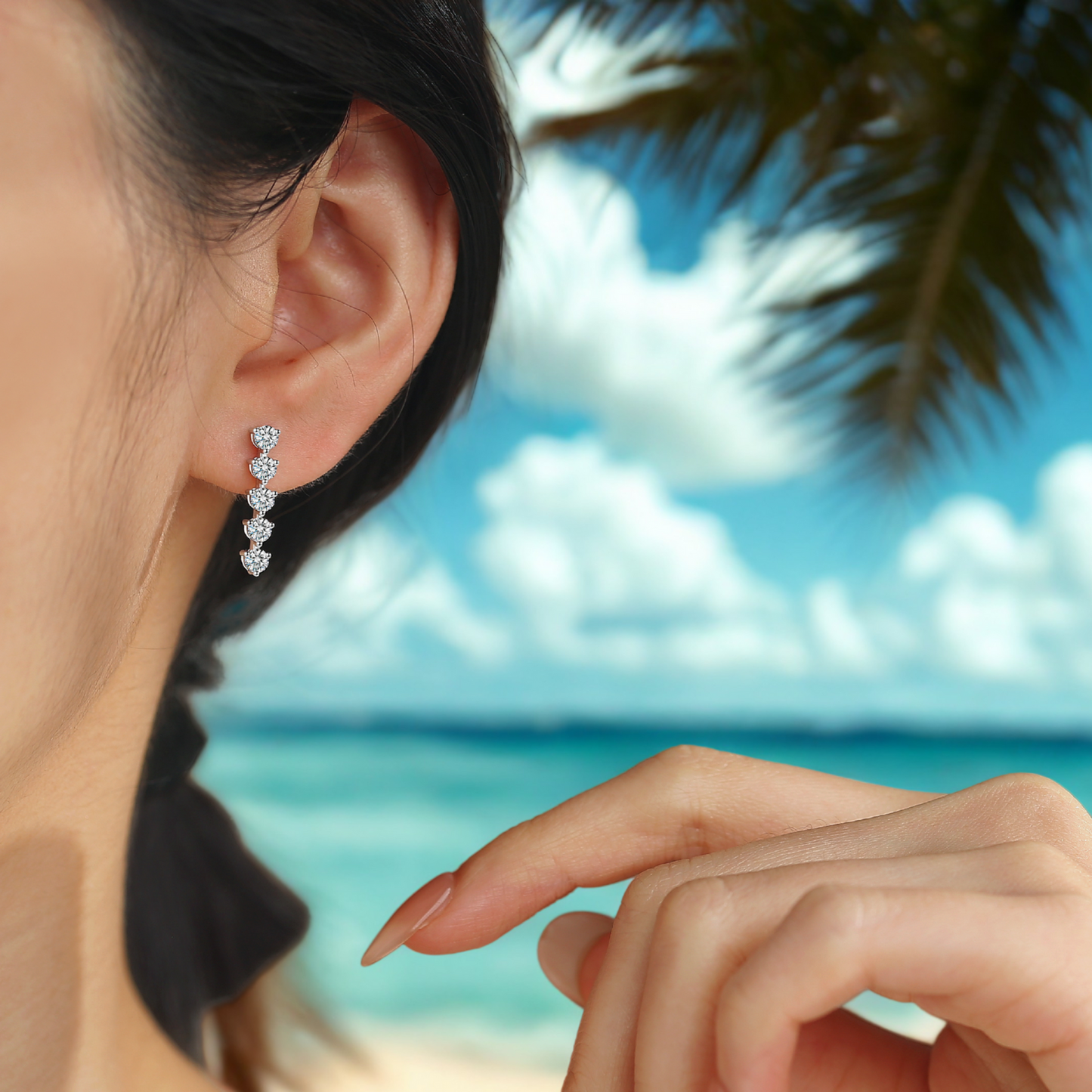 5-Stone Moissanite Stud Earrings for Women