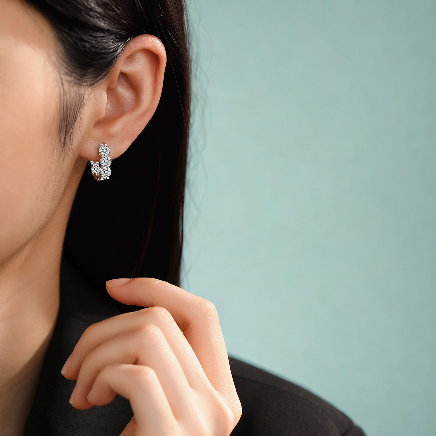 Moissanite Huggie Earrings for Women