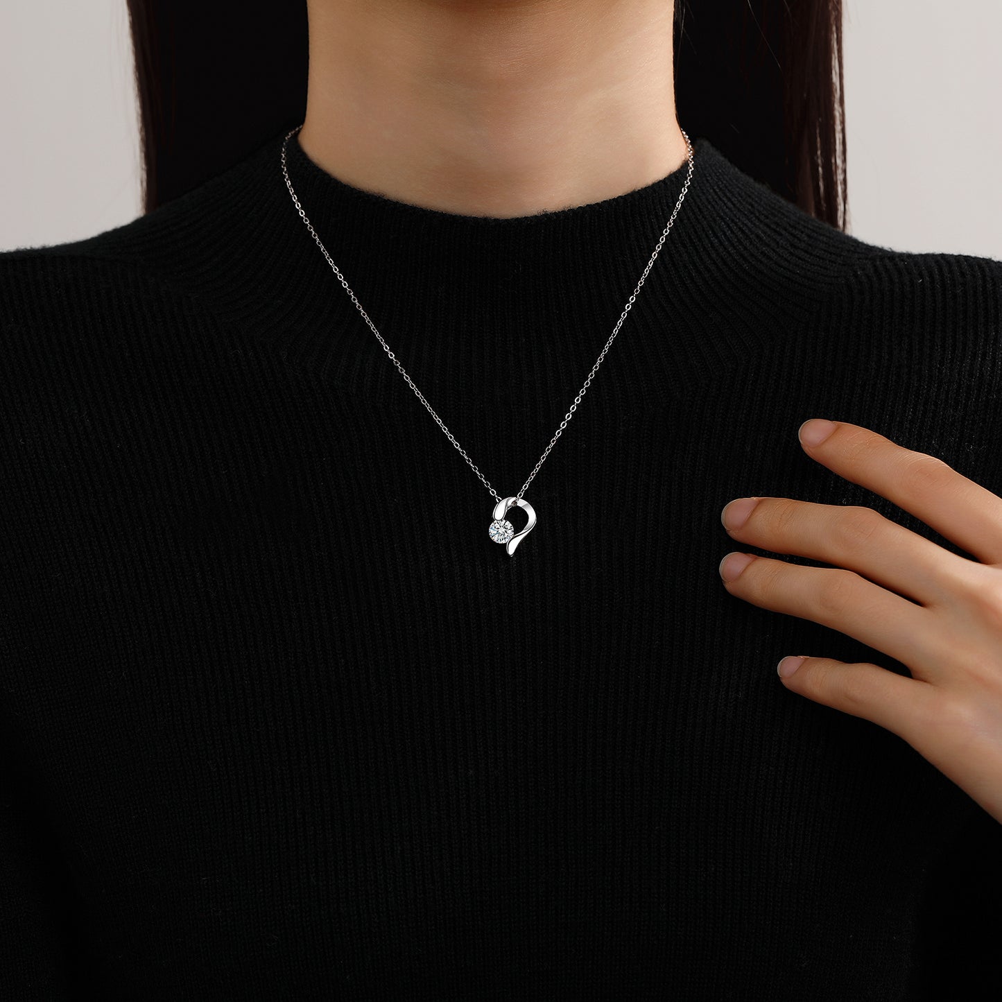 Moissanite Heart Necklace for Women 18-20 Inch Chain