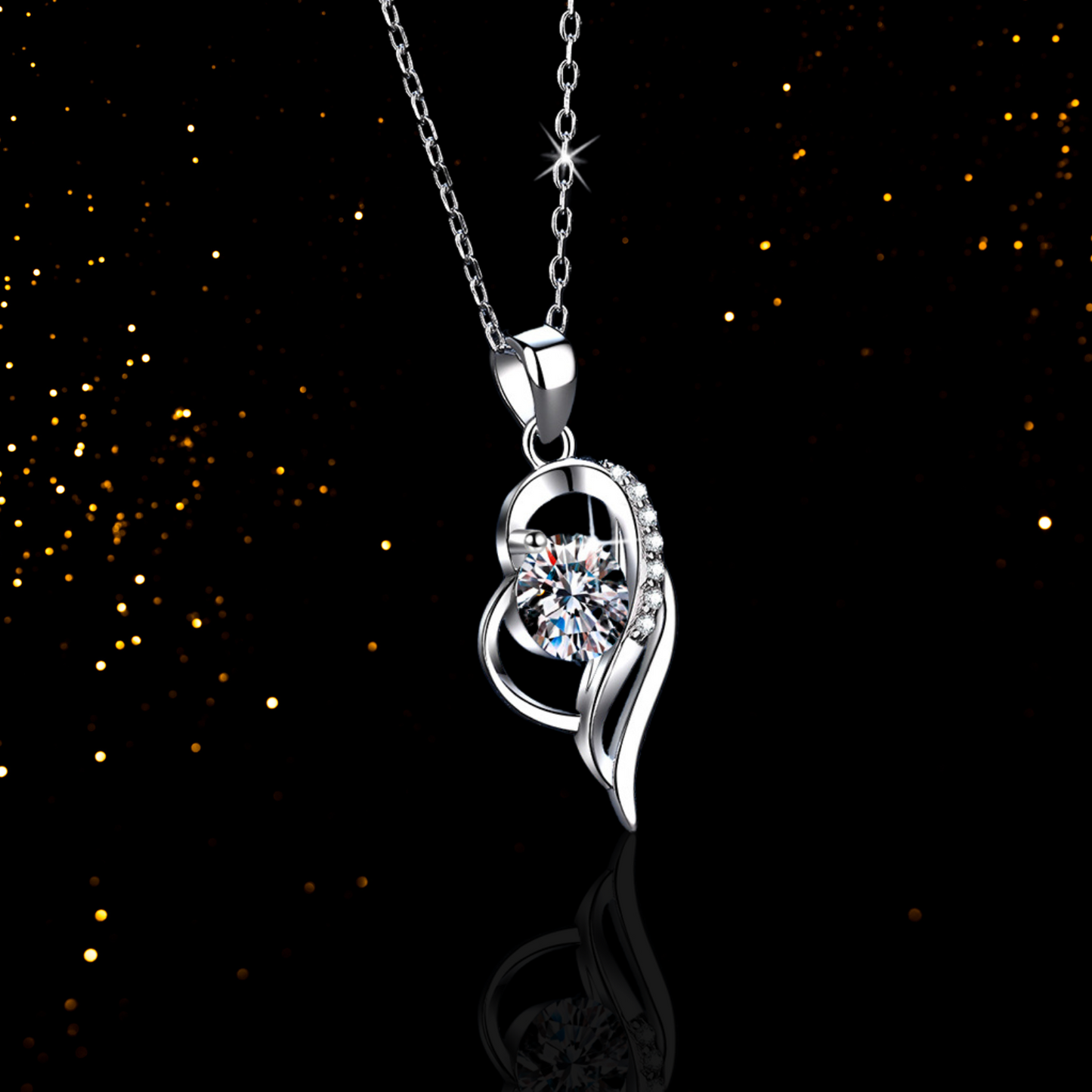 1 carat Heart-Shaped Moissanite Pendant Necklace for Women