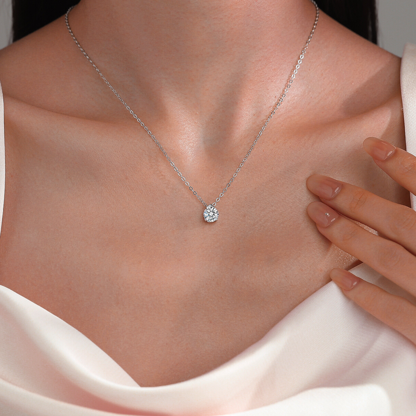 Moissanite Solitaire Pendant Necklace for Women, 1 Carat Minimalist Jewelry