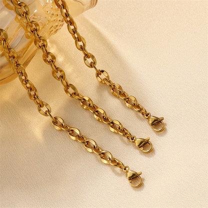 18K Gold  Plated Unisex Chunky Hammered O Ring Chains