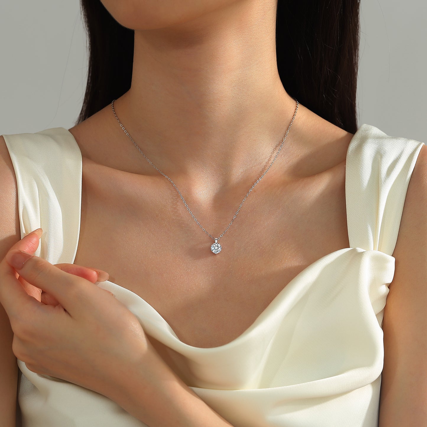 1 Carat Moissanite Solitaire Pendant Necklace for Women