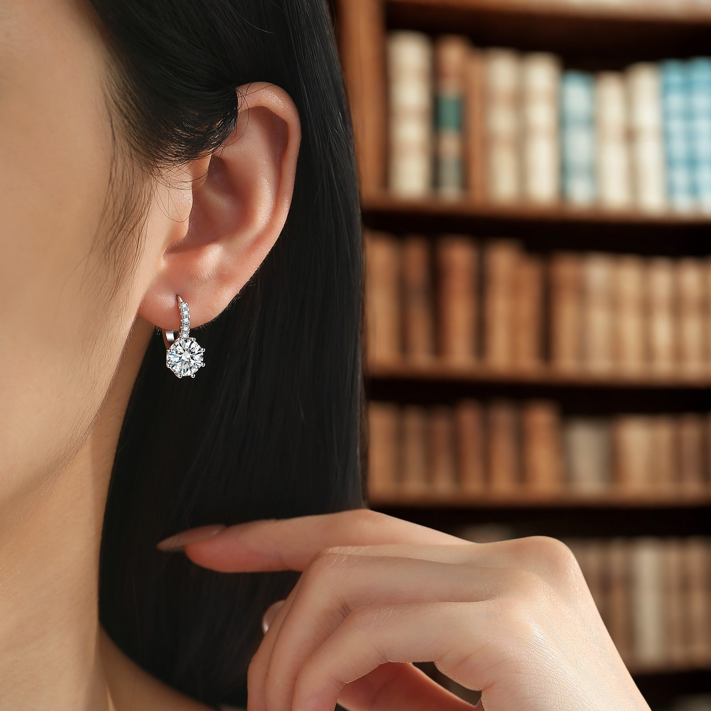 4.0 Carat (2*2) D color Moissanite Hoop Earrings for Women 925 Sterling Silver Earrings
