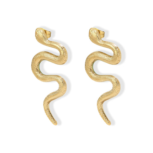 18K Gold Plated Snake Studs Serpent Earrings
