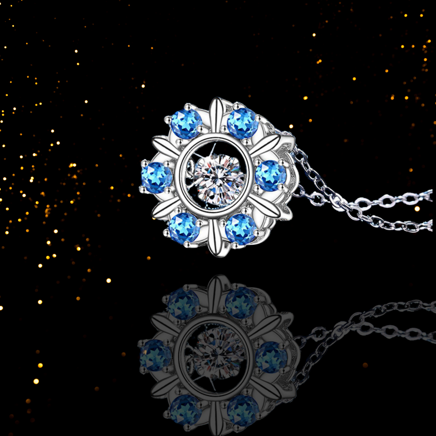 2 Color Moissanite Snowflake Pendant Necklace for Women