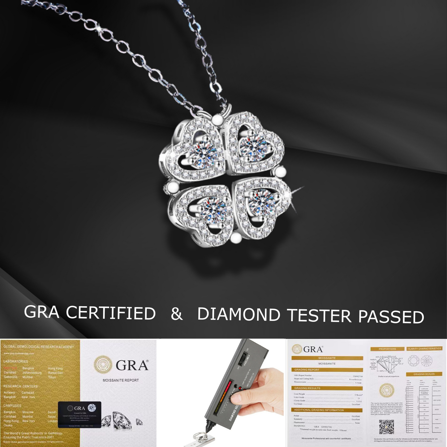 2-in-1 Moissanite Pendant Necklace for Women