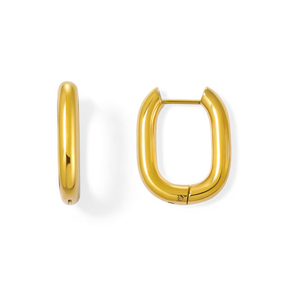 18K Gold Plated Chunky Size Lightweight Open Hoops Earrings