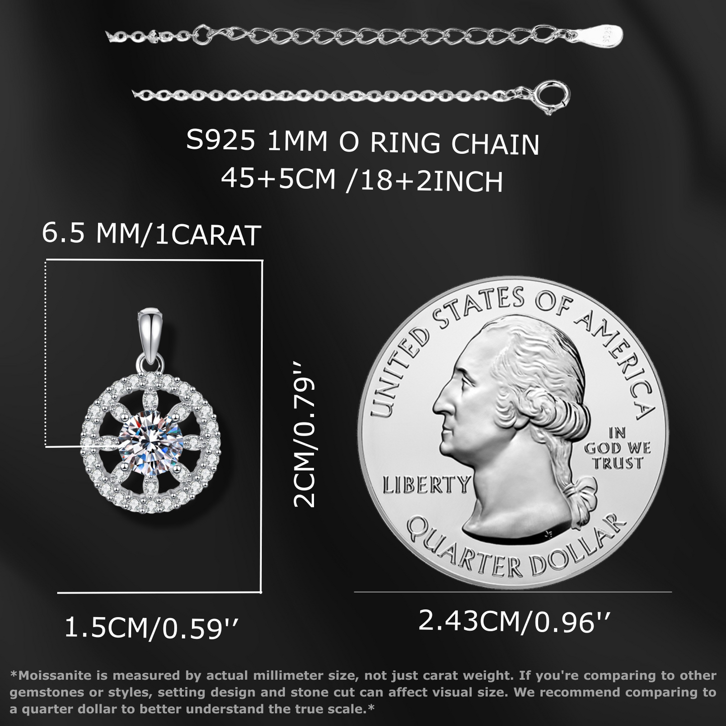 1 Carat Lucky Sun Glowing Moissanite Pendant Necklace