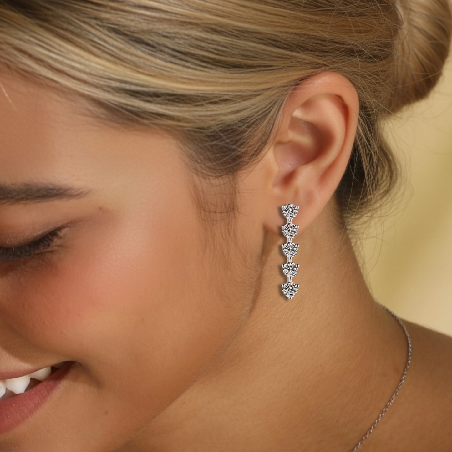 5-Stone Moissanite Stud Earrings for Women