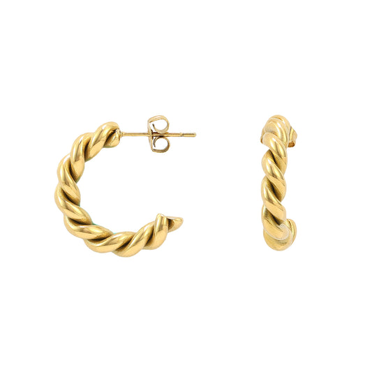 18K Gold Plated Twisted Rope  Open Chunky Braided Hoops