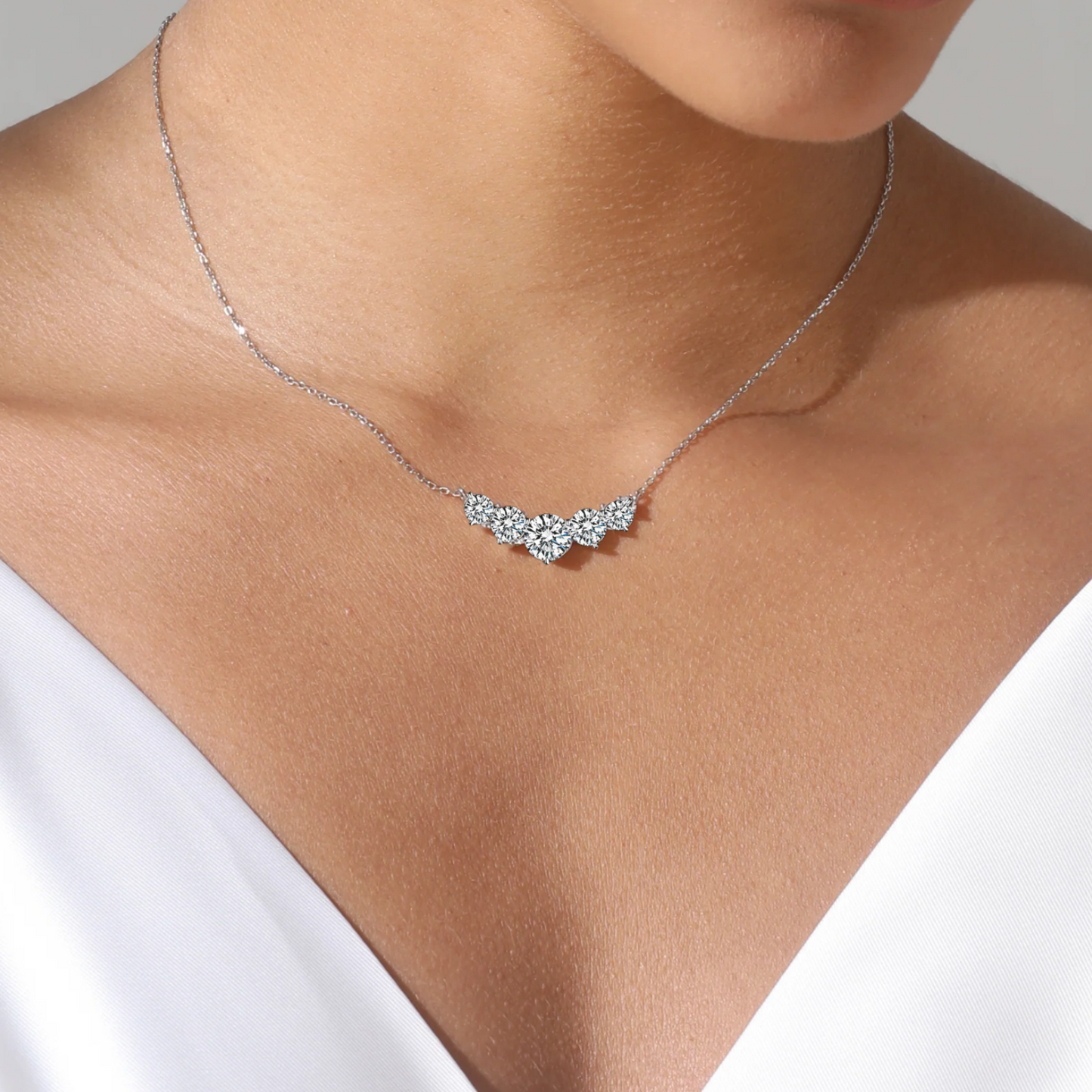 5-Stone Graduated Moissanite Pendant Necklace for Women