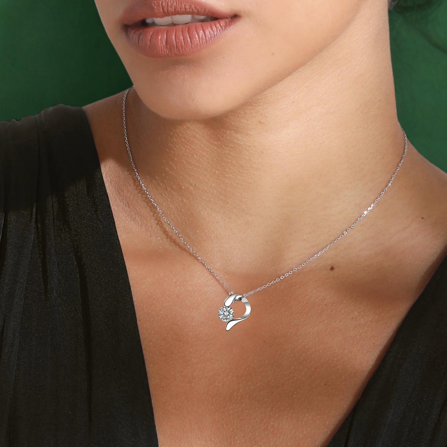 Moissanite Heart Necklace for Women 18-20 Inch Chain