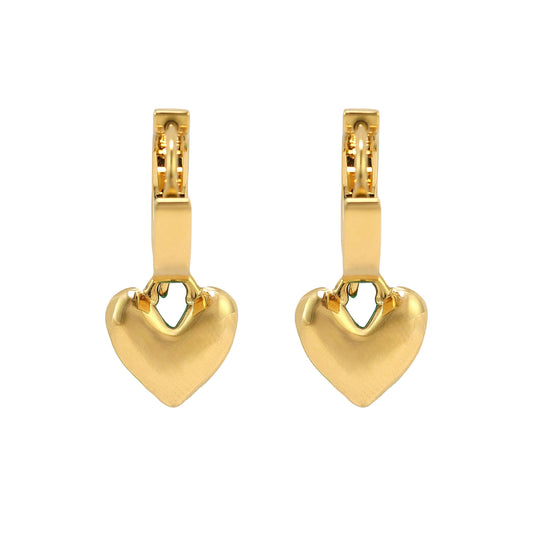 18K Gold Plated Lightweight Love Drop Dangle Huggie Earrings