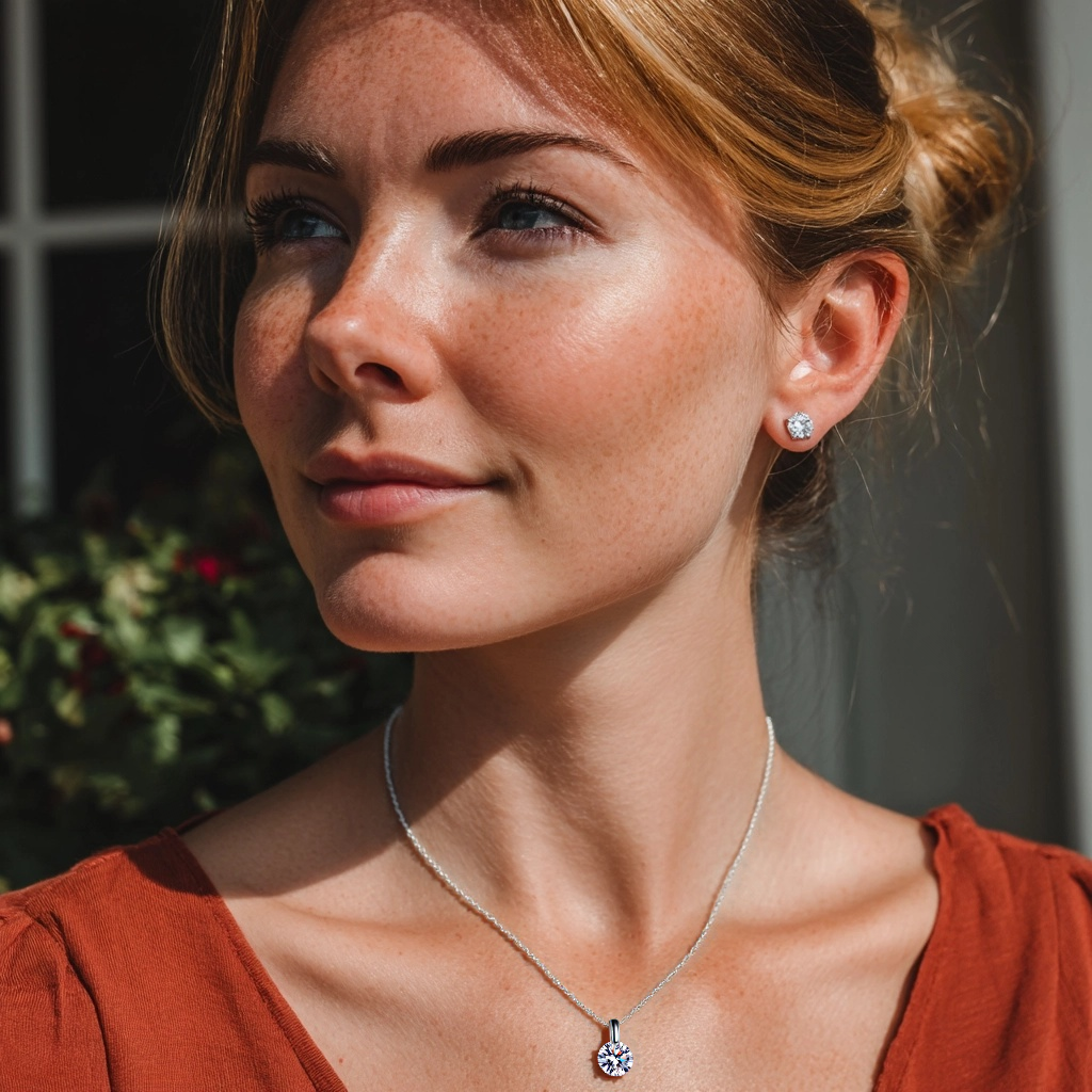 1 Carat Moissanite Solitaire Pendant Necklace for Women