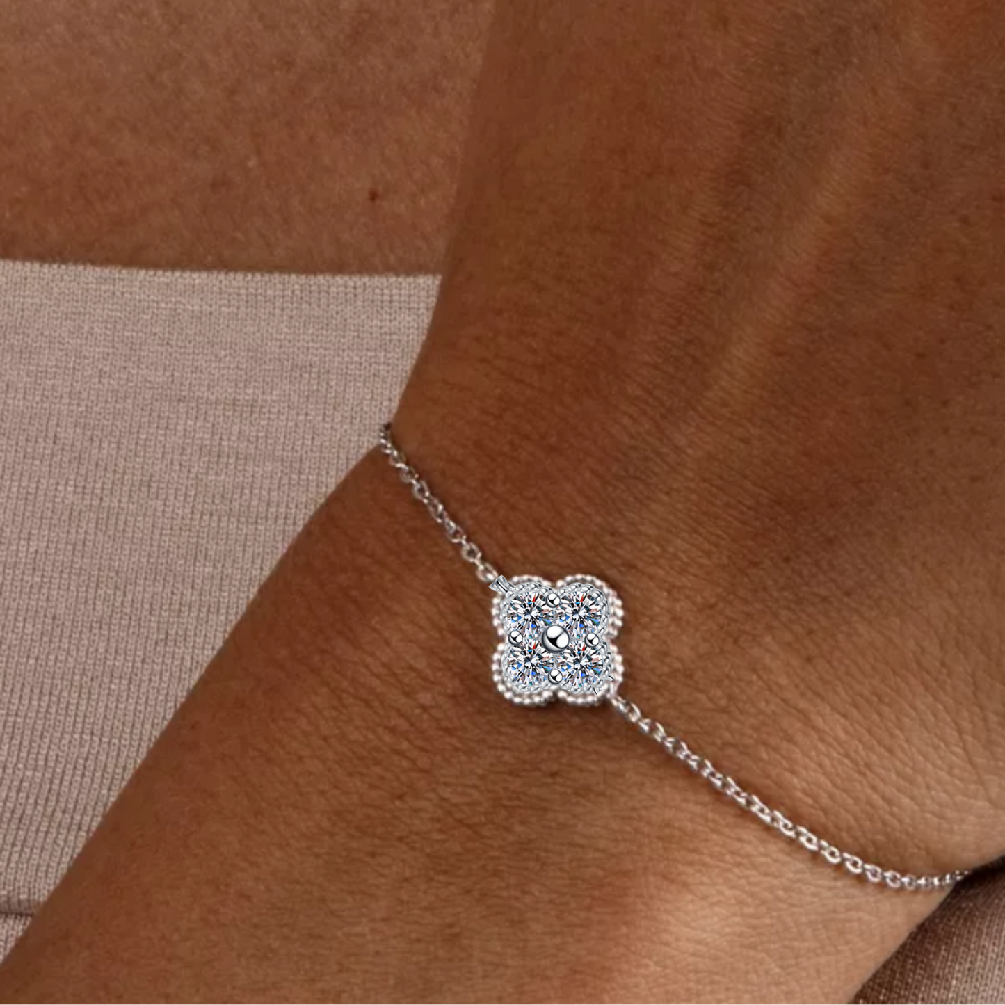 Moissanite Bracelet for Women Adjustable Sterling Silver Chain 6.5-8''