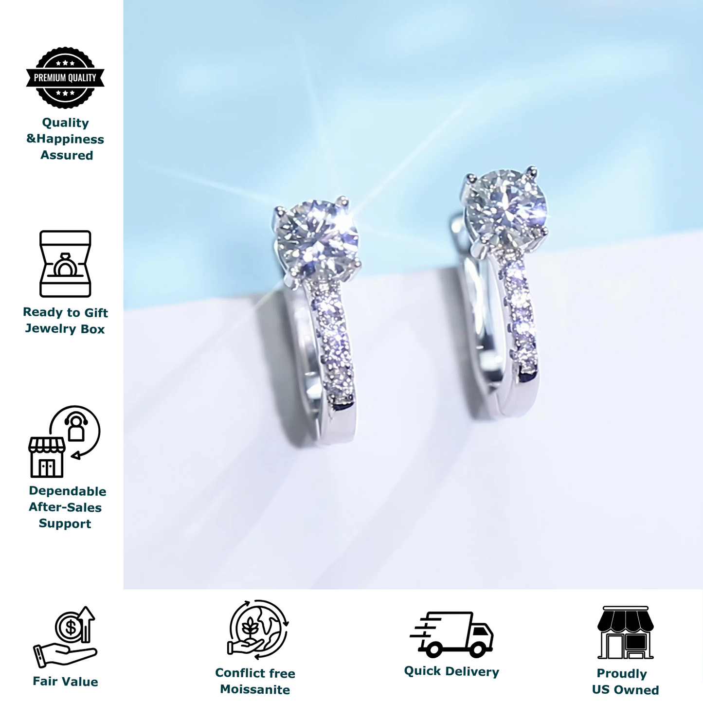 0.5 Carat Round Cut Moissanite Hoop Earring for Women