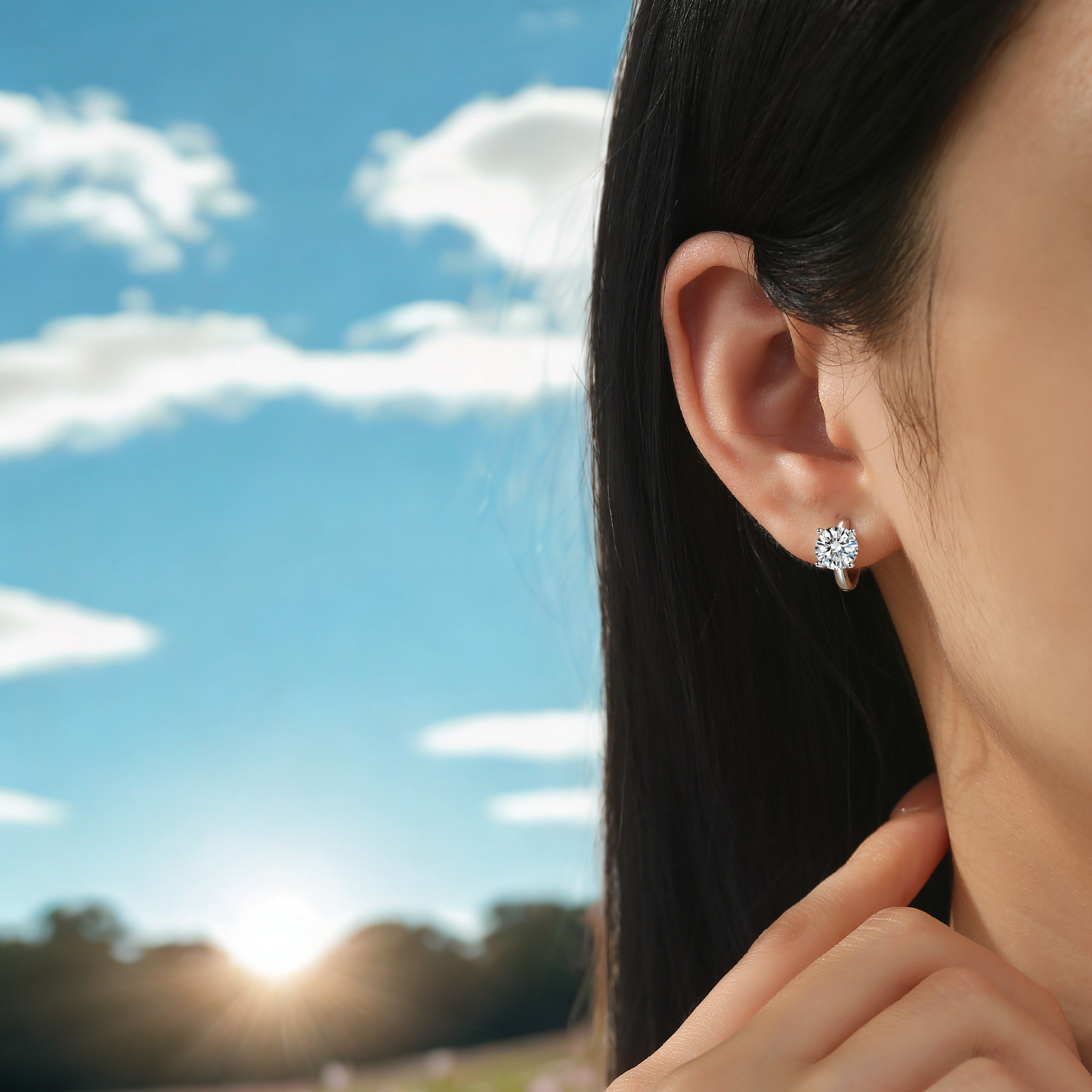 1 Carat D Color Moissanite Hoop Earrings for Women