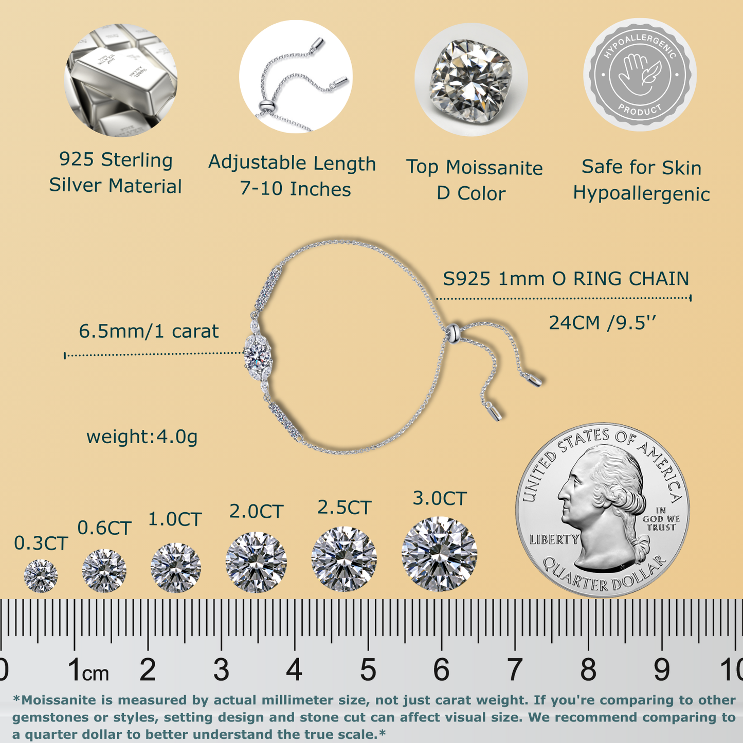 1 Carat Moissanite & Zircon Bracelet -Moissanite Jewelry for Women