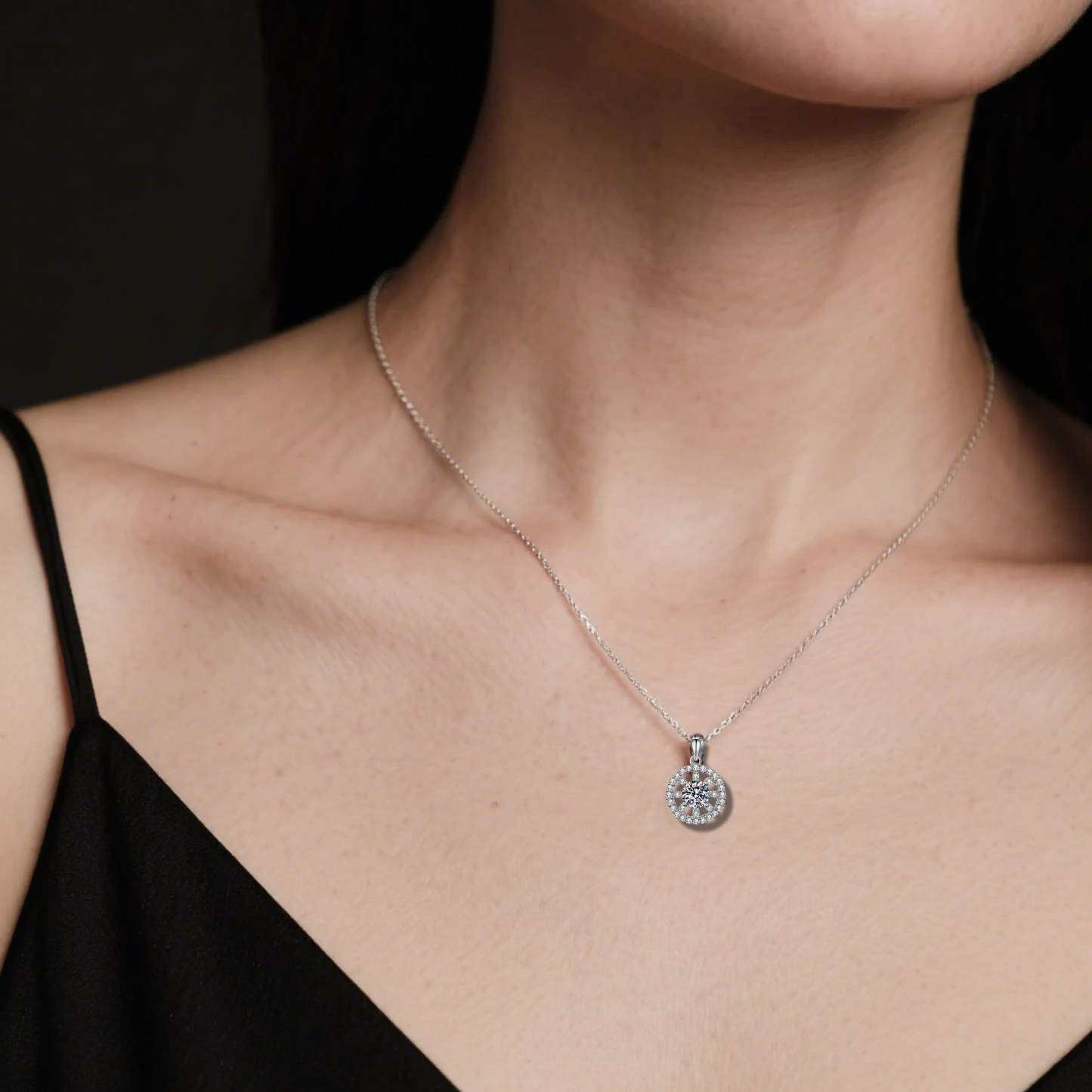 1 Carat Lucky Sun Glowing Moissanite Pendant Necklace