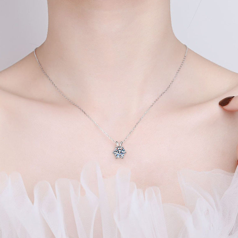 1 Carat Moissanite Pendant Necklace for Women Jewelry Gift