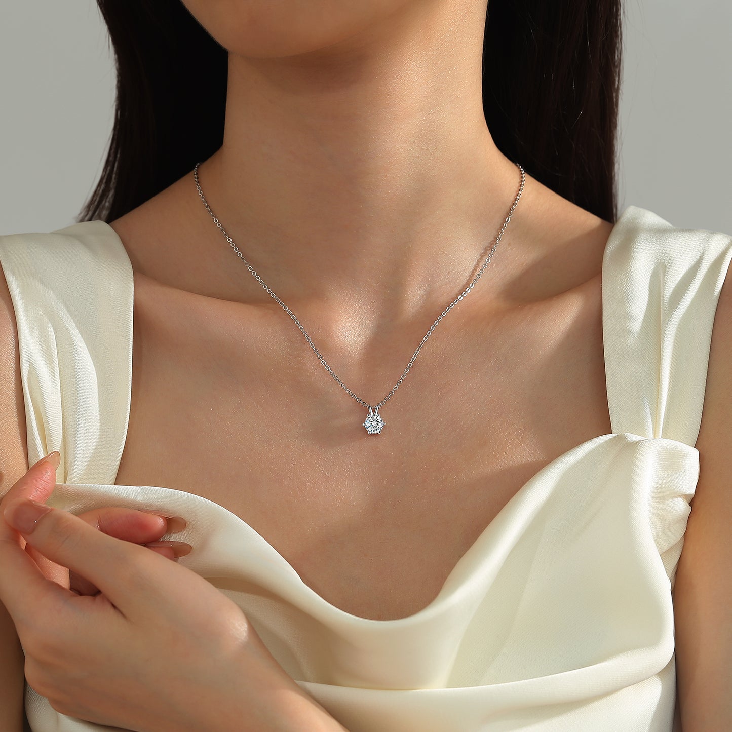 1 Carat Moissanite Pendant Necklace for Women Jewelry Gift